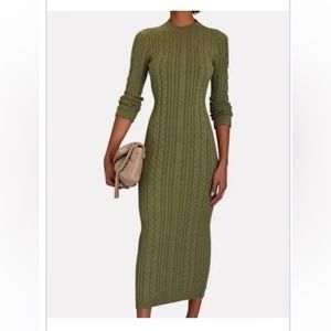 Ronny Kobo dress-  Olive Green - Cable Knit Maxi Dress Size S